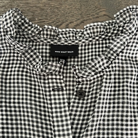 Who What Wear Checkered shear Black & White Blouse xxl - Picture 1 of 6